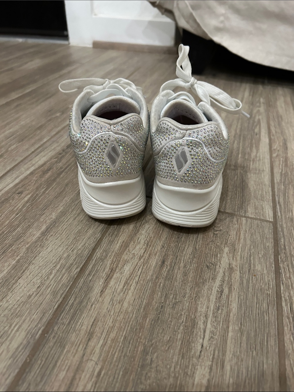 Skechers Kids White Iridescent Rhinestone Sneakers - Picture 3 of 4